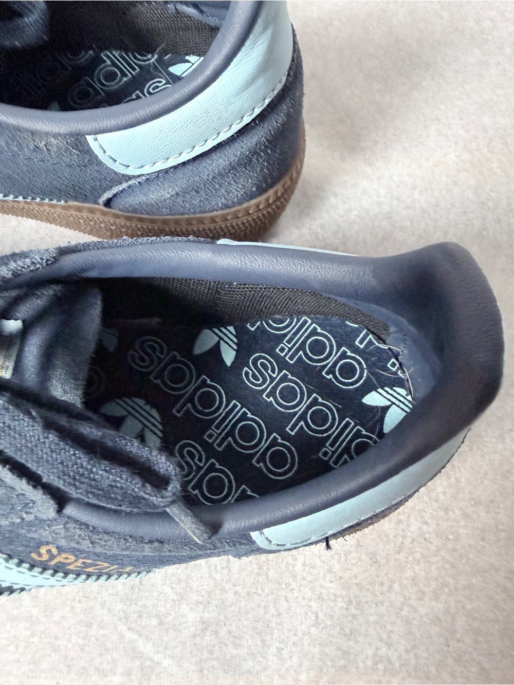 adidas Handball Spezial Kids Suede Sneaker in Navy and Light Blue - Picture 6 of 9